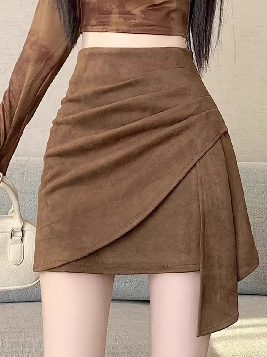 Asymmetric Suede Skirt