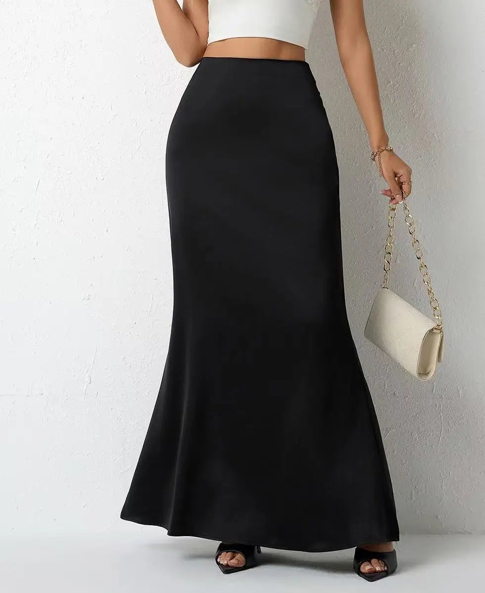 Satin A-Line Midi Skirt