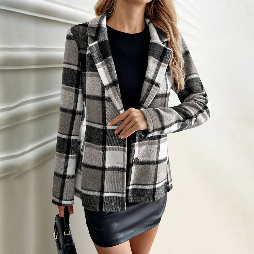 Plaid Wool Blend Blazer