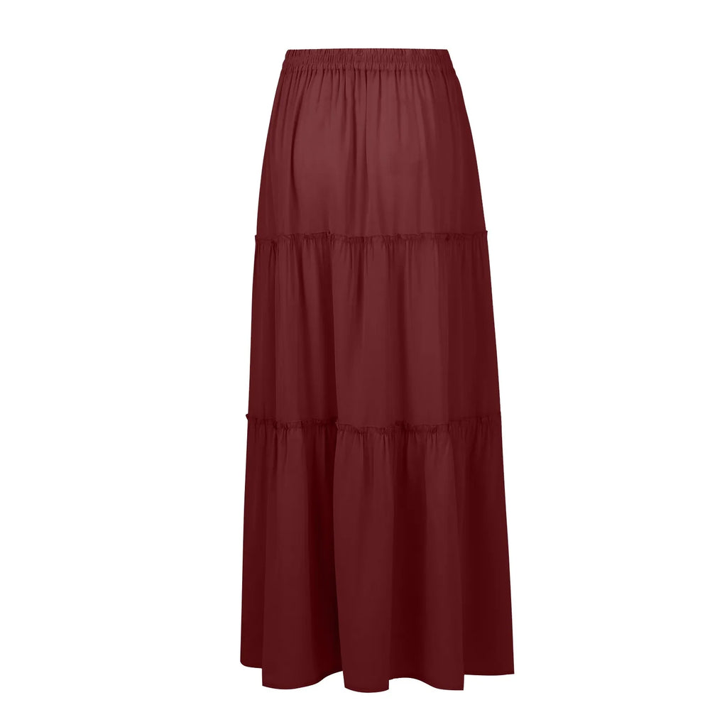 Elastic Waist Maxi Skirt