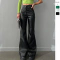 Sleek Faux Leather Flared Pants - Office Chic
