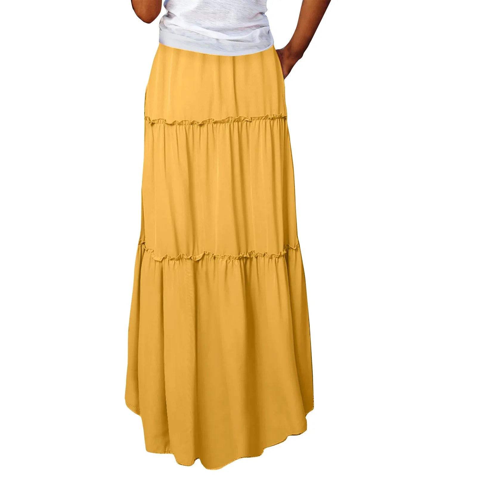 Elastic Waist Maxi Skirt