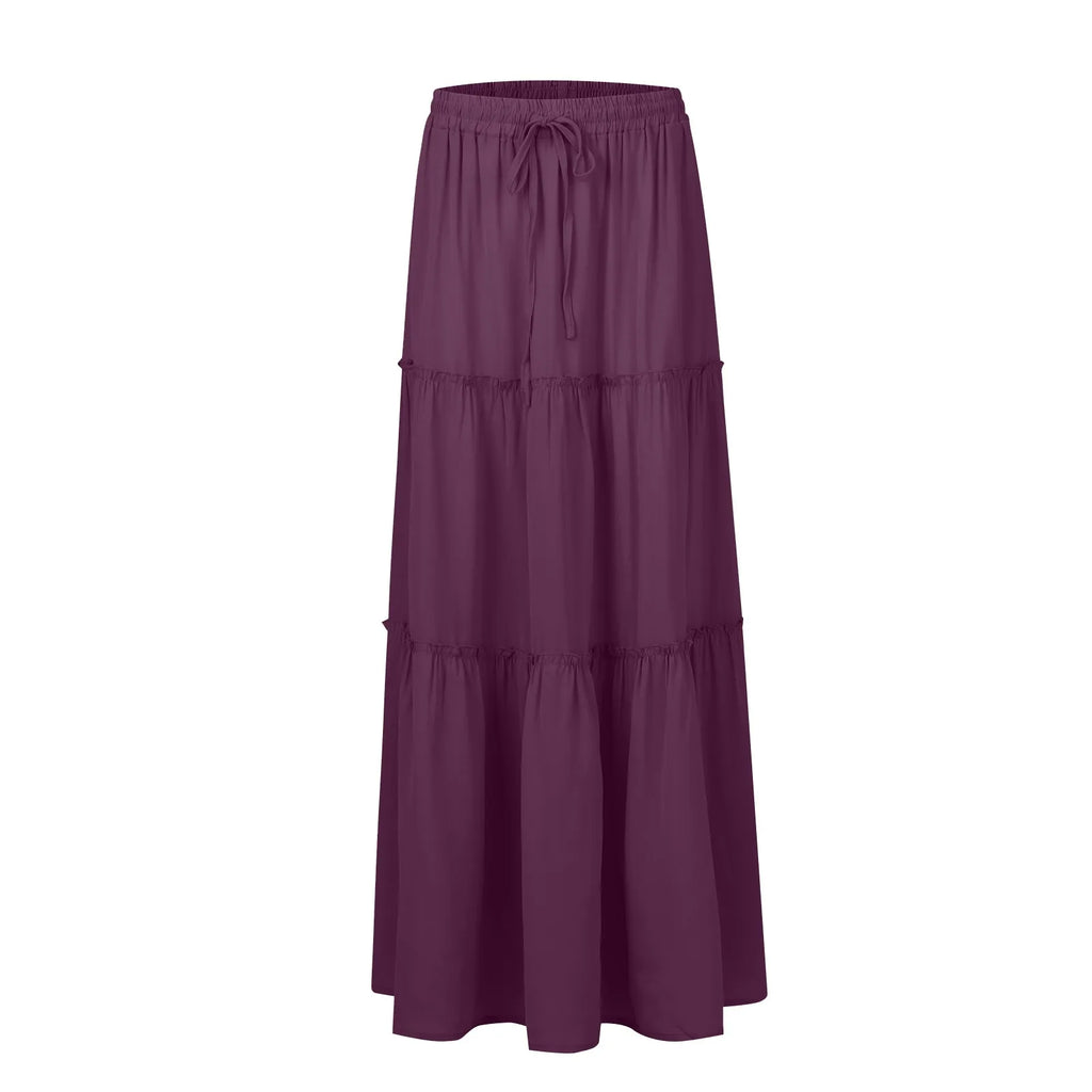 Elastic Waist Maxi Skirt