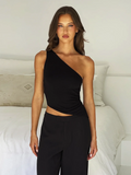Strappy Asymmetric Bodycon Top