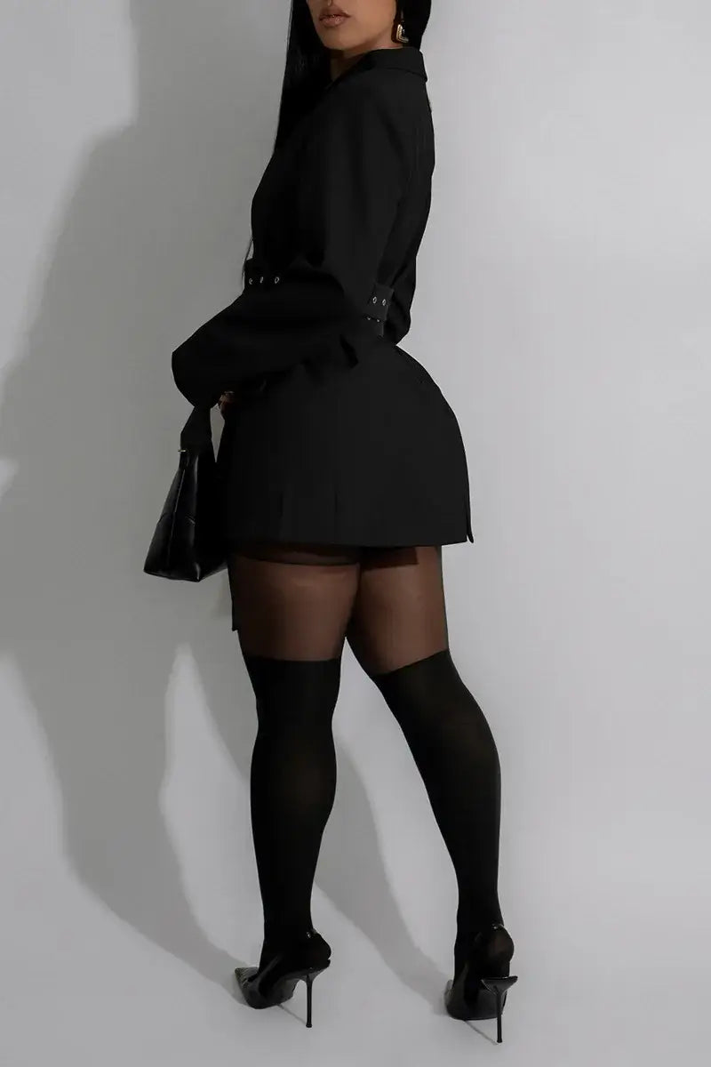 AMARA LDN Women's Belted Statement Blazer | Oversized Belted Longline Jacket