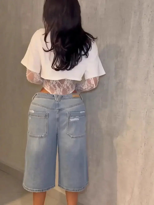 AMARA LDN Women Lace Sleeve Bodysuit Slim Fit Lace Jacquard