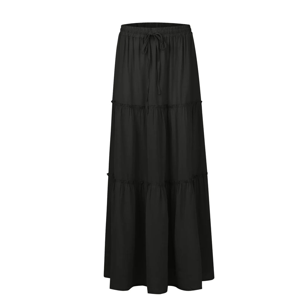 Elastic Waist Maxi Skirt