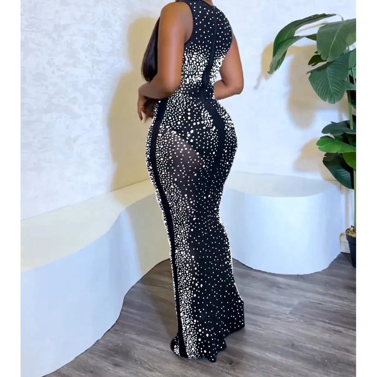 Luminous Mesh Maxi Dress