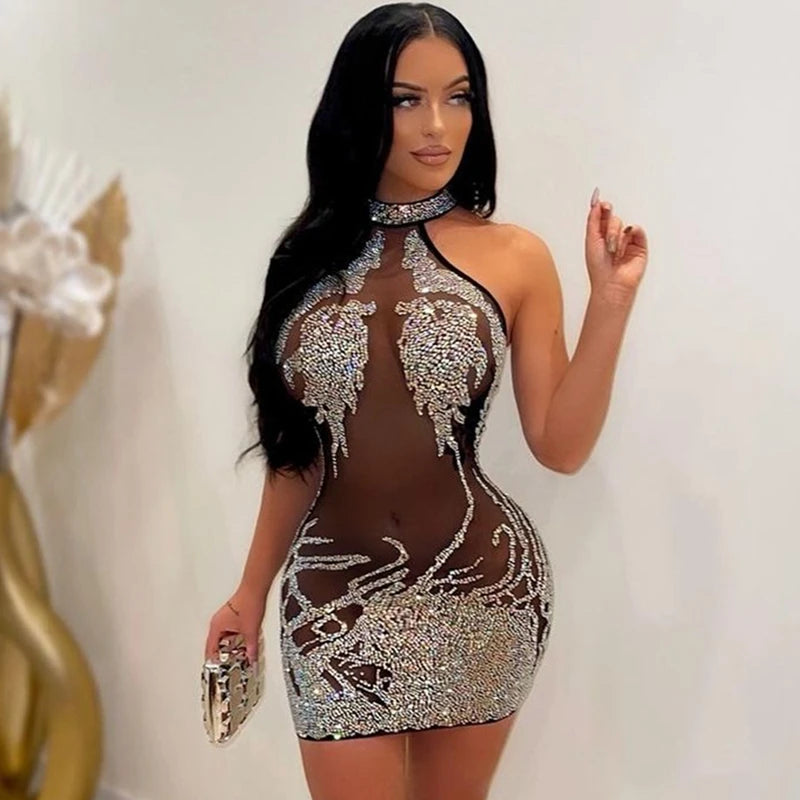 Diamond Diva Rhinestone Mini Dress