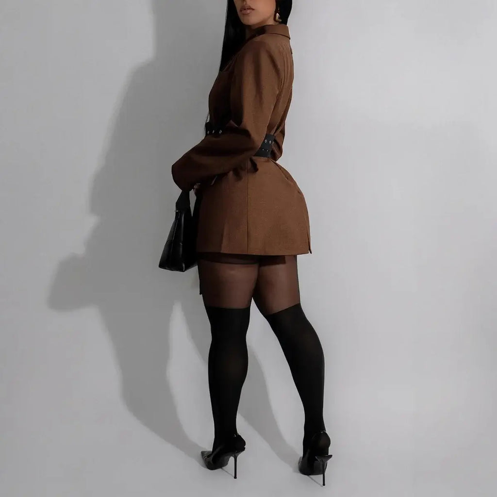 AMARA LDN Women's Belted Statement Blazer | Oversized Belted Longline Jacket