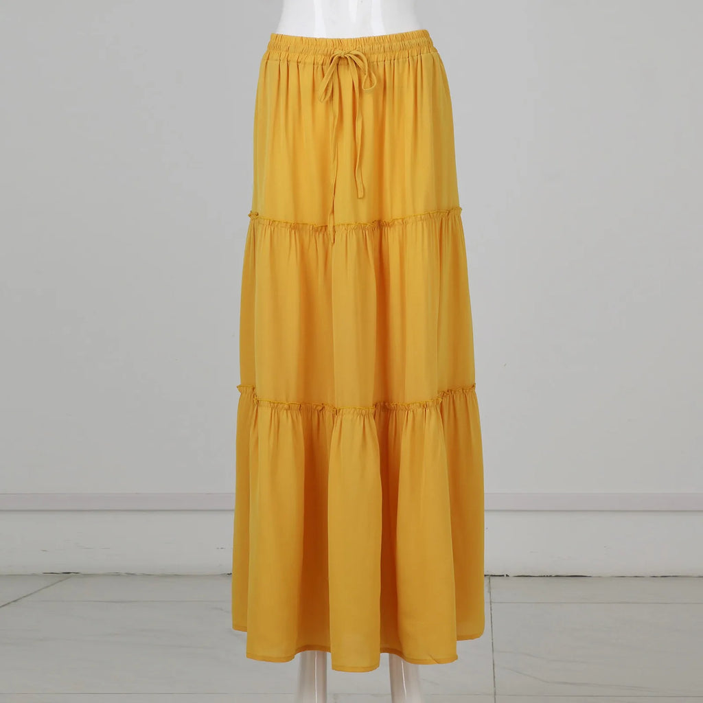 Elastic Waist Maxi Skirt