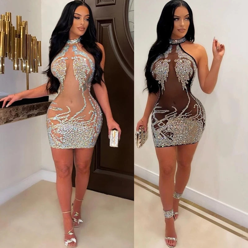Diamond Diva Rhinestone Mini Dress