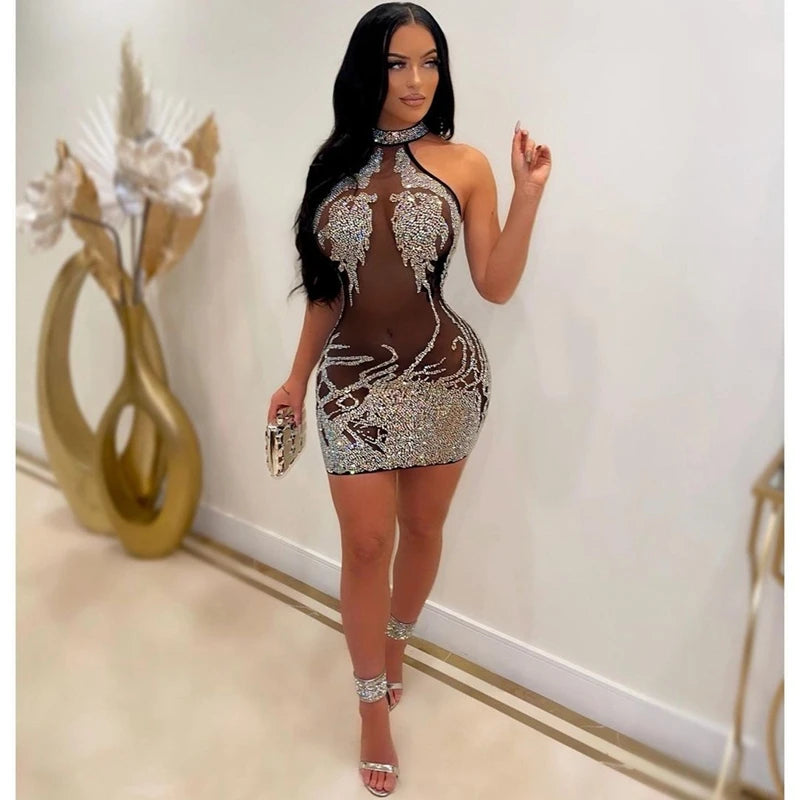 Diamond Diva Rhinestone Mini Dress