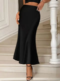 Satin A-Line Midi Skirt